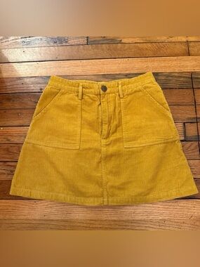 Lucy & Yak Mustard Corduroy A-Line Skirt
